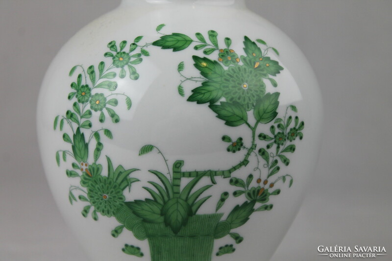 Herendi  indiai kosár mintás váza zöld