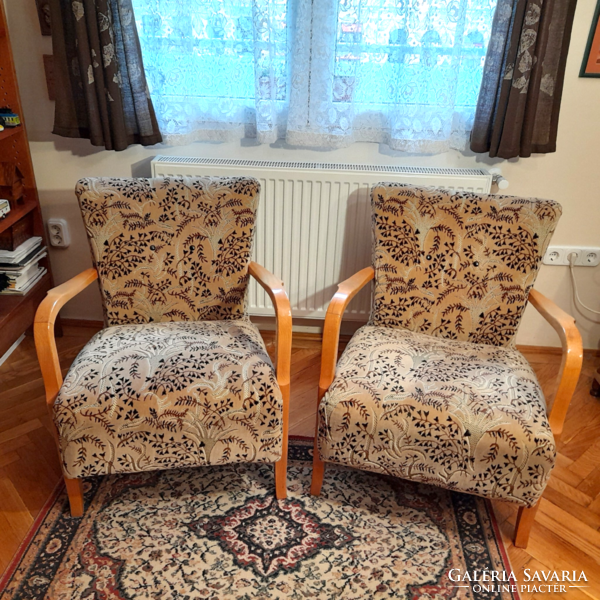 Antique retro armchairs reupholstered and refurbished from the 60s