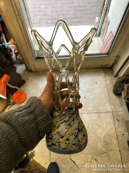 Cseh üveg váza, 28 cm-es nagyságú, hibátlan szépség.