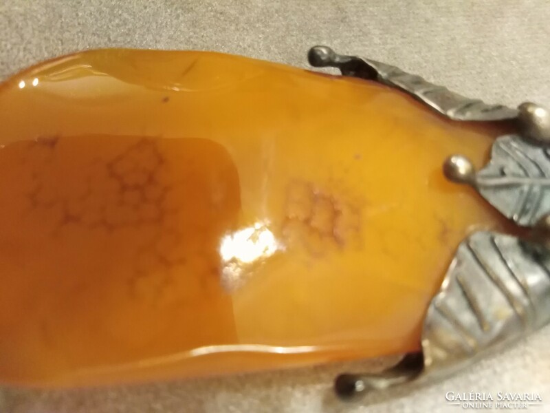 Amber pendant - encased in silver