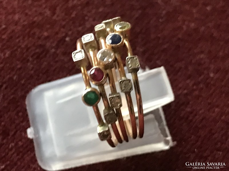 Arany un. cukorka gyűrű valódi drágakövekkel és briliánsokkal