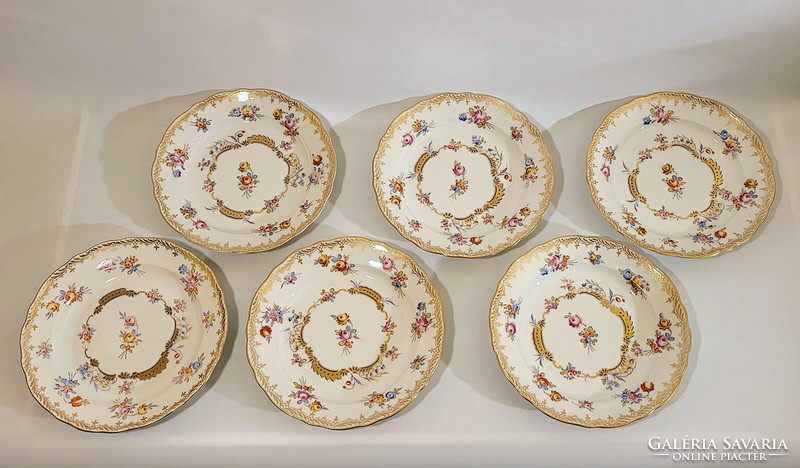 6pcs fischer Emil Meissen pattern plate d=25 turn of the century antique set tableware flat plate bowl