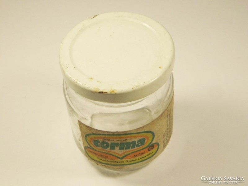 Retro papír címkés befőttes üveg - Ecetes reszelt torma - Derecskei ÁFÉSZ Létavértes - 1980-as évek