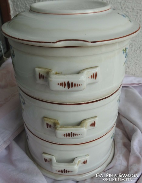 Antique forget-me-not porcelain double-decker food barrel