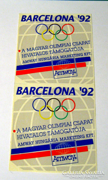 BARCELONA ´92 Olimpia – támogatói matrica – 2 db-os (AMWAY)