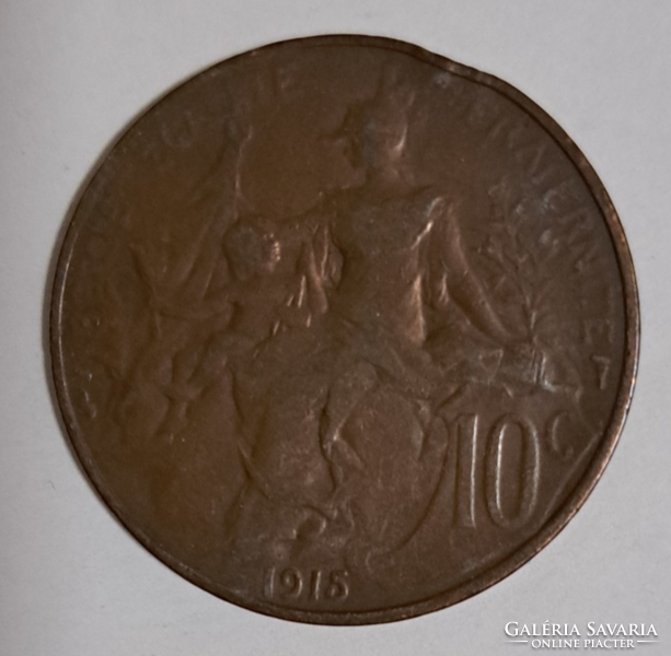 1915. Franciaország 10 Centimes pénz érme (238)