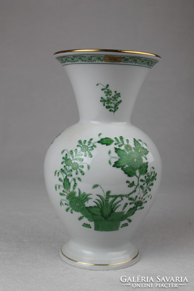 Herend Indian basket patterned vase green