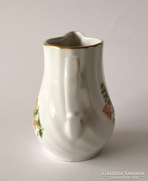 Small porcelain milk and lemon juice dispenser with an old marked field flower pattern