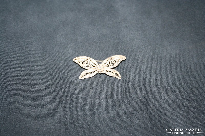 Valódi antik ezüst filigrán pillangó  bross, kitűző