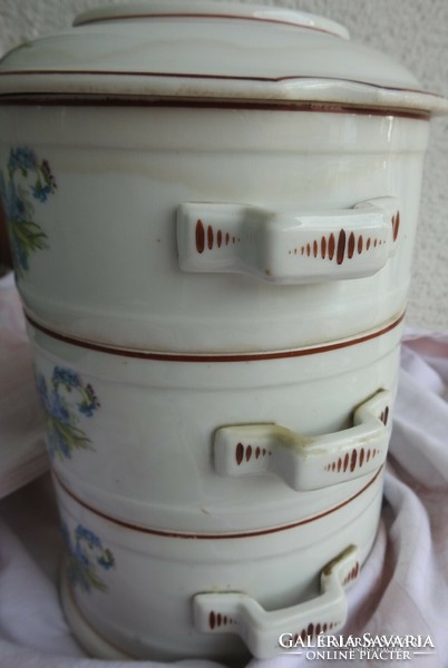 Antique forget-me-not porcelain double-decker food barrel