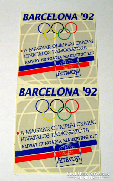 BARCELONA ´92 Olimpia – támogatói matrica – 2 db-os (AMWAY)