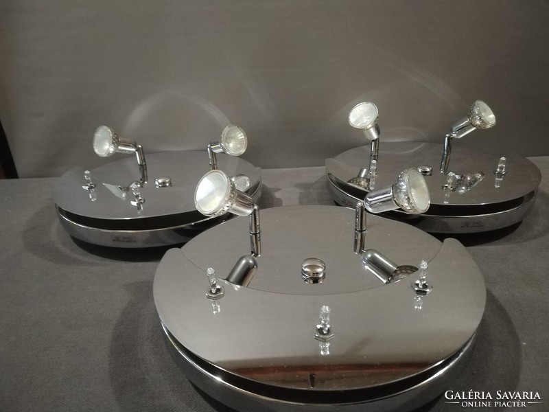 3 German design chrome chandeliers on deck, ceiling lamp