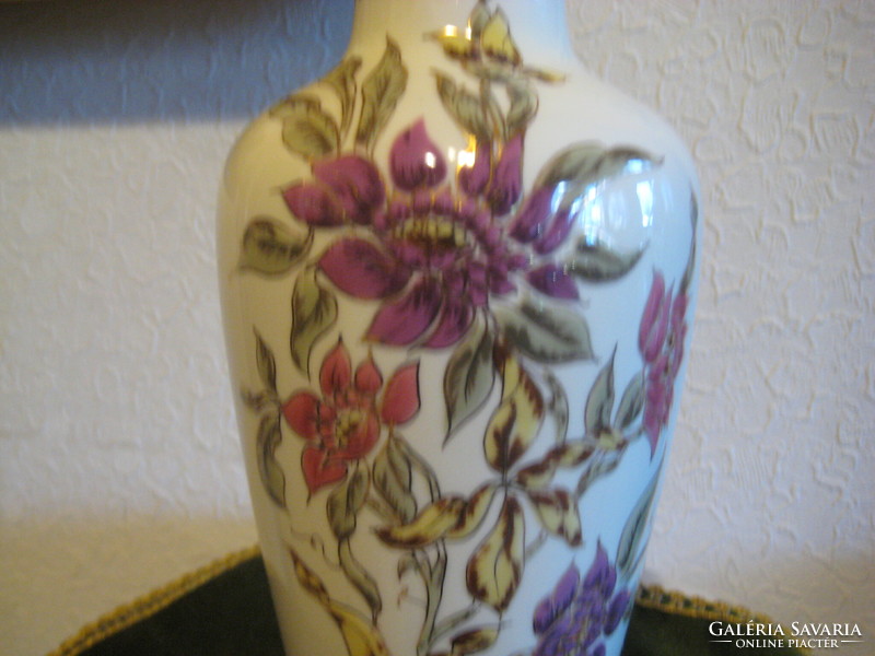 Zsolnay  orhideás  váza  , szép hibátlan  28 cm , feliratos