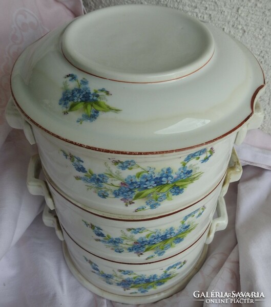 Antique forget-me-not porcelain double-decker food barrel