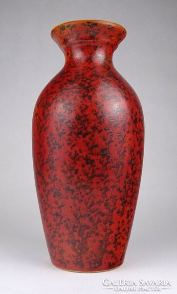 1L810 mid century orange-glazed plague cold well retro ceramic vase 23 cm