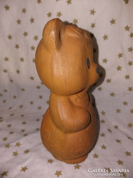 RETRO sípolós gumi játék maci mackó figura 14 cm régi