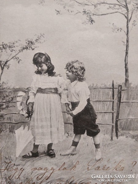Régi képeslap 1904 fotó levelezőlap gyerekek