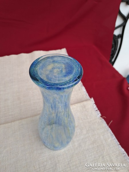Retro ritkább színátmenetes  váza repesztett Gyönyörű  Fátyolüveg fátyol karcagi berekfürdői üveg