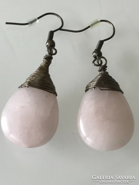 Rose quartz earrings, handmade piece, 5 cm