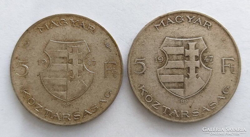 1947 2db. Kossuth L. Ezüst 5 Forint  (No: 23/257.)