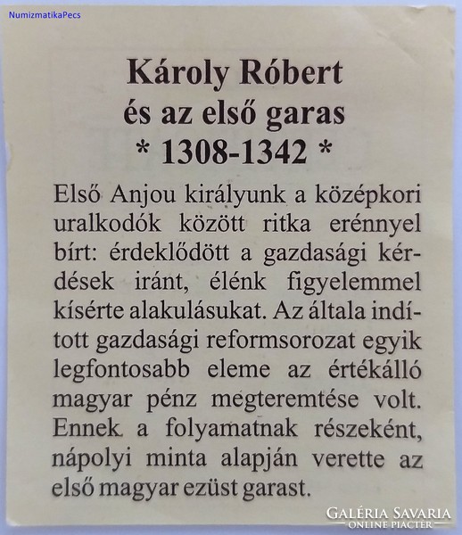 Ezüst Károly Róbert és az első garas (No: 22/62.)