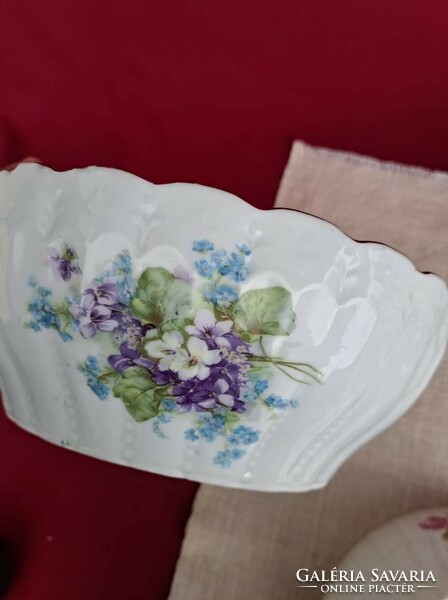 Violet floral porcelain scone bowl soup bowl stew bowl coma bowl peasant bowl