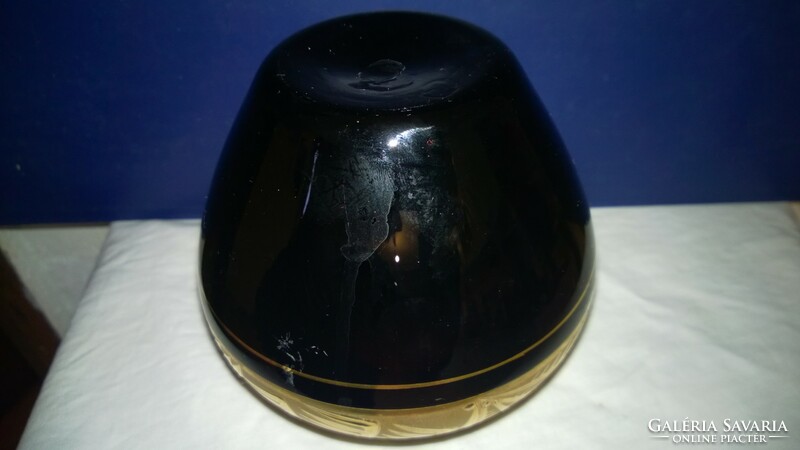 Retro-zella mellis artist glass factory - black-gold bay glass vase - flawless beauty