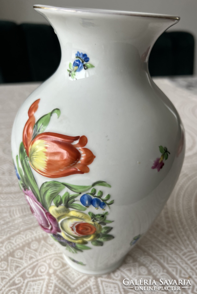 Herend porcelain vase, plastic, with tulip pattern decor: 25 cm high