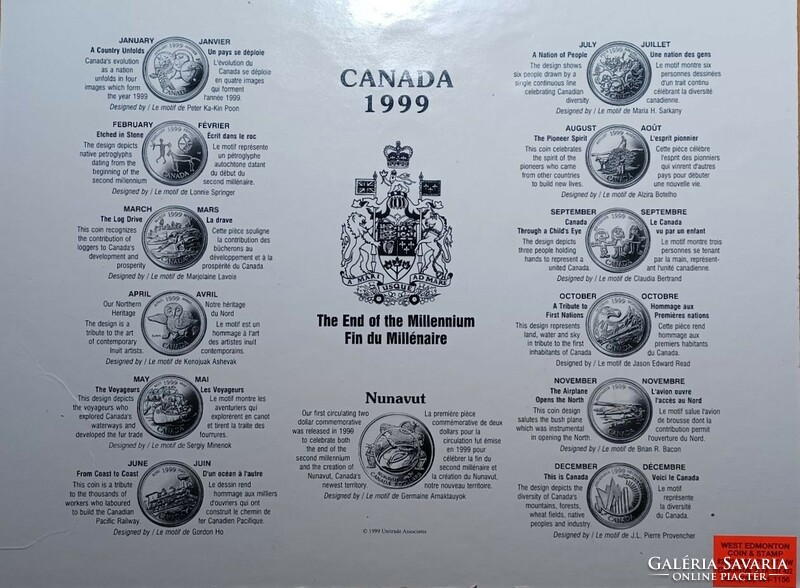 Canadian Millennium 25-cent coin series 1999.