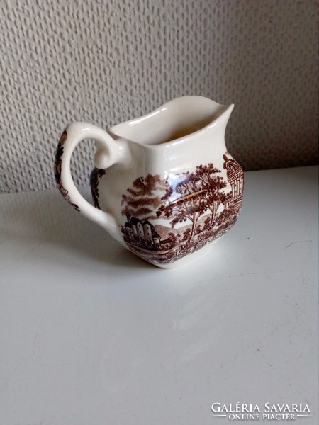 Renaissance castle with swan pattern English porcelain cream spout with decorative mark