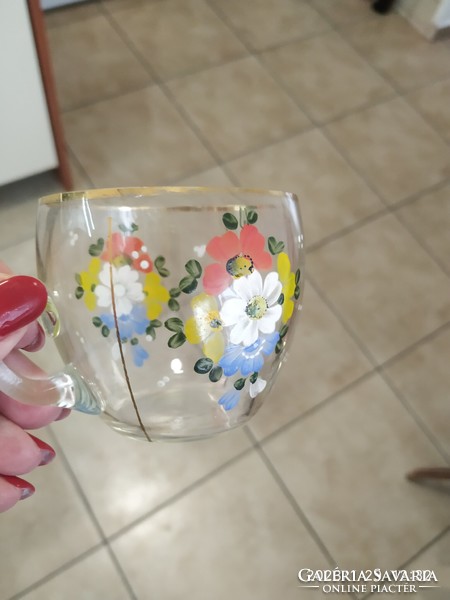Aranyos festett füles üveg pohár eladó!