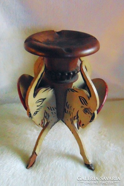 Centennial antique wooden ashtray with cigarette holder