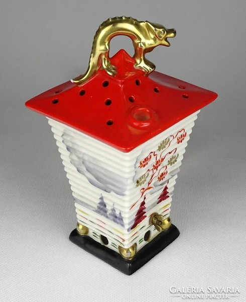 1L786 old illuminated Chinese lantern hummel porcelain 18 cm