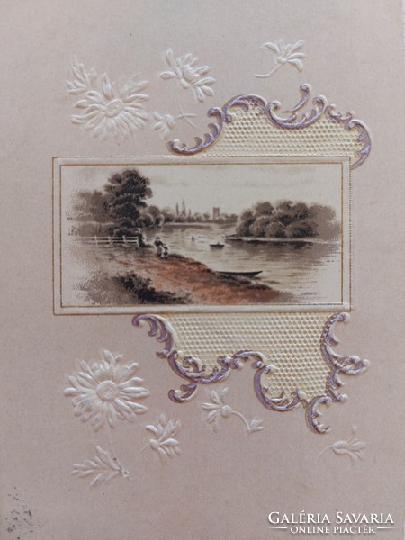 Old postcard 1900 embossed postcard landscape