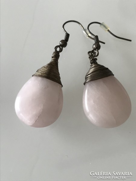 Rose quartz earrings, handmade piece, 5 cm