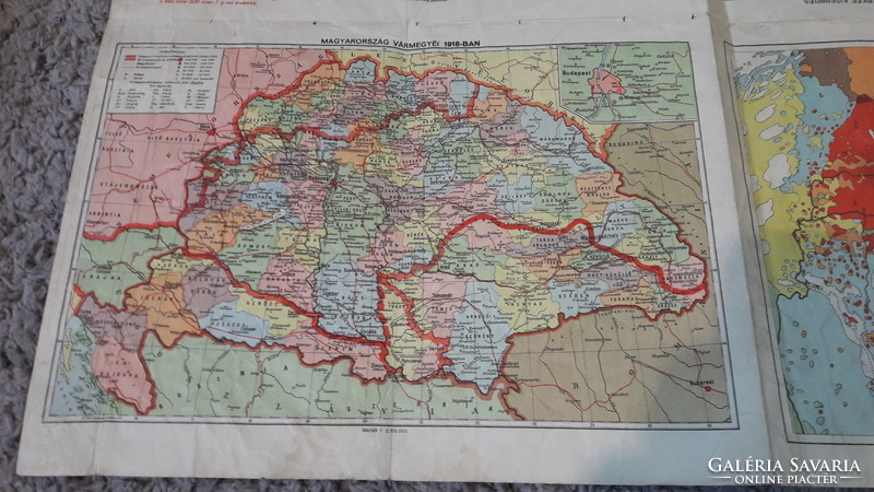 Horthy era, large - Hungary map, irredenta 2 pages