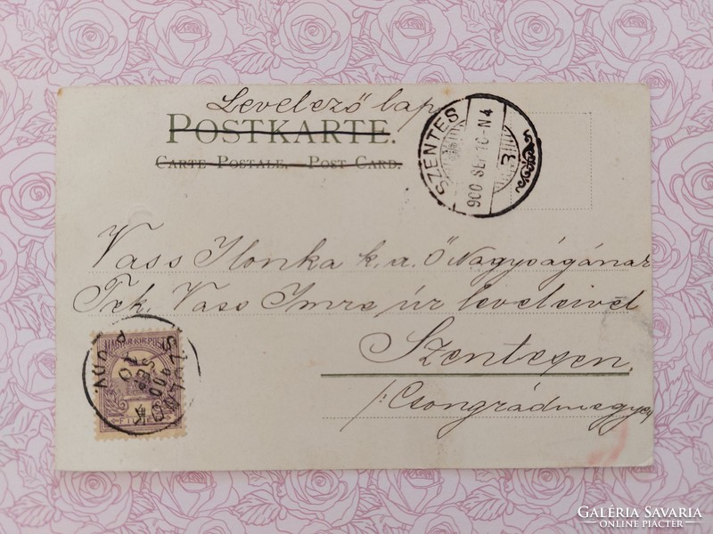 Régi képeslap 1900 levelezőlap tájkép ezüst Hold motívum