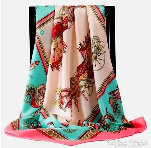 Elegant, silk imitation, square scarf 90x90 cm.