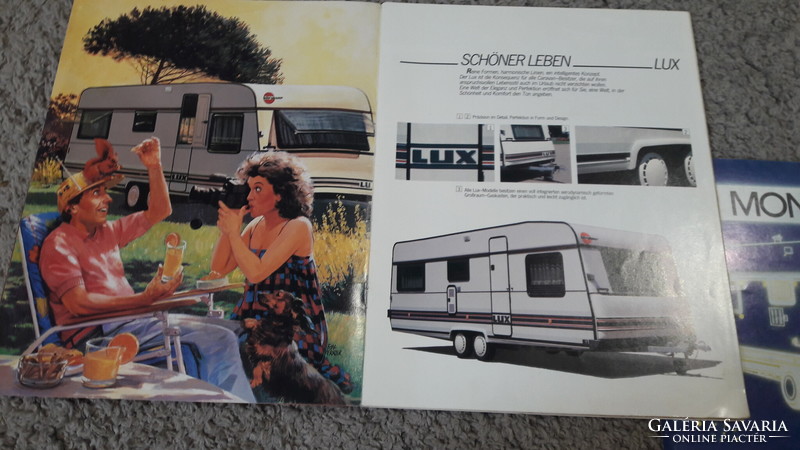 2 Bürstner camping, tent, caravan, motorhome, retro, leisure advertising brochure, catalog