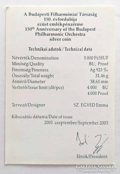 2003 Ezüst 5000.-Ft. Tükörveret. UNC. Eredeti dobozban. (No: 23/256.)