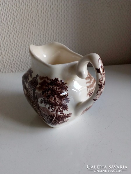 Reneszánsz kastély hattyúkkal mintás angol porcelán tejszínes kiöntő díszes jelzéssel