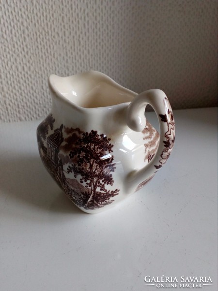 Renaissance castle with swan pattern English porcelain cream spout with decorative mark