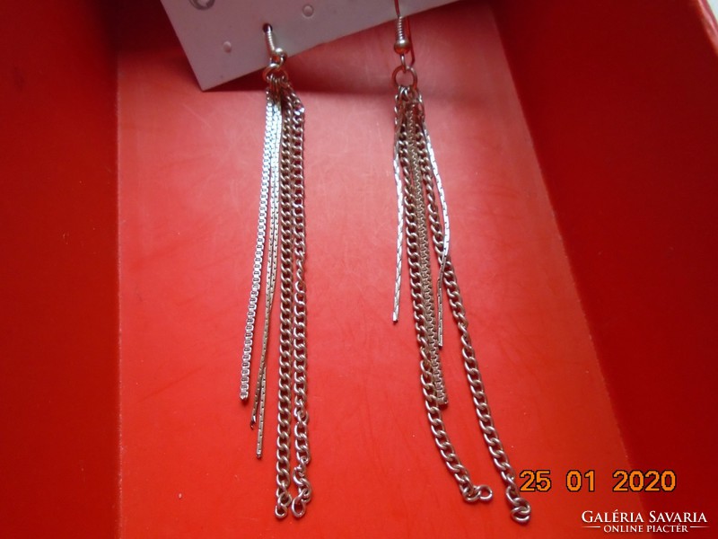 Chandelier fülbevaló ezüst színű vékony láncokkal, bolti címkés
