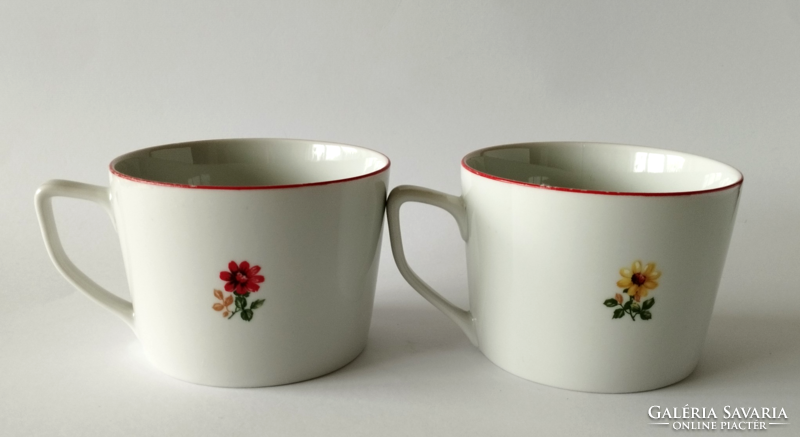 1 old large porcelain cocoa mug with a bouquet of beautiful spring flowers