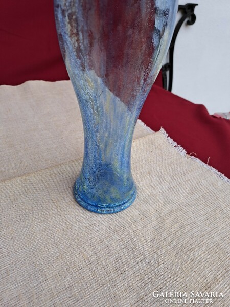 Retro Rare Gradient Vase Cracked Beautiful Veil Glass Veil Karcagi Berek Bath Glass
