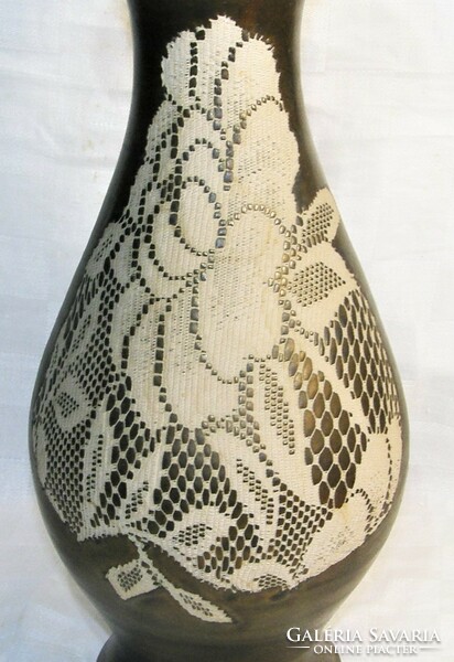 Ritka különleges Bod Éva  bronzirozott zsűrizett kerámia váza - 34 cm
