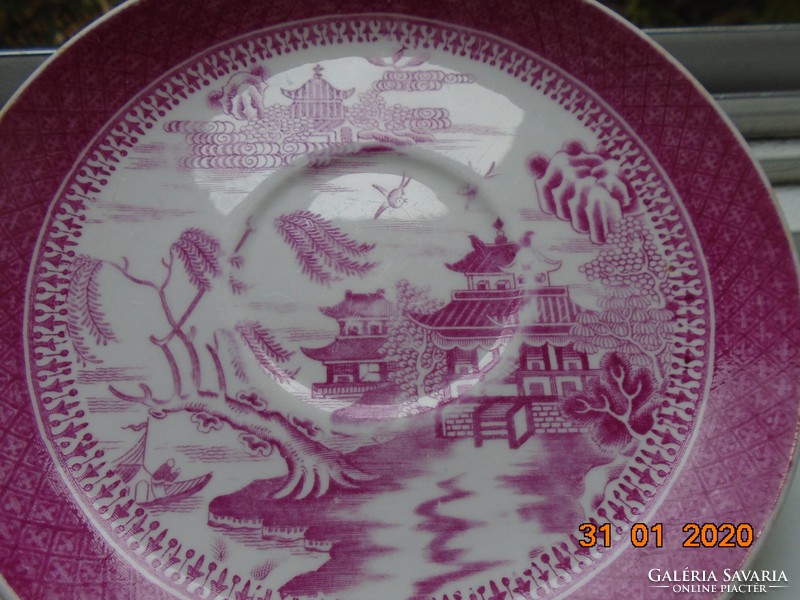 1880 Copeland pink willow with Victorian oriental pattern, marked, hand numbered plate