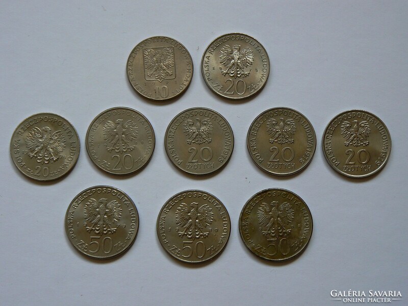A collection of 10 Polish mint-bright coins in one