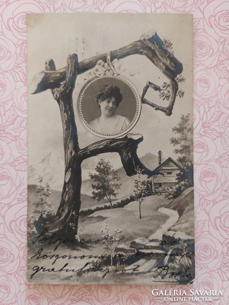 Régi képeslap 1904 fotó levelezőlap hölgy