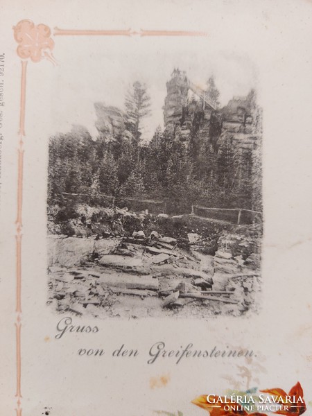 Régi képeslap 1899 levelezőlap tájkép falevél
